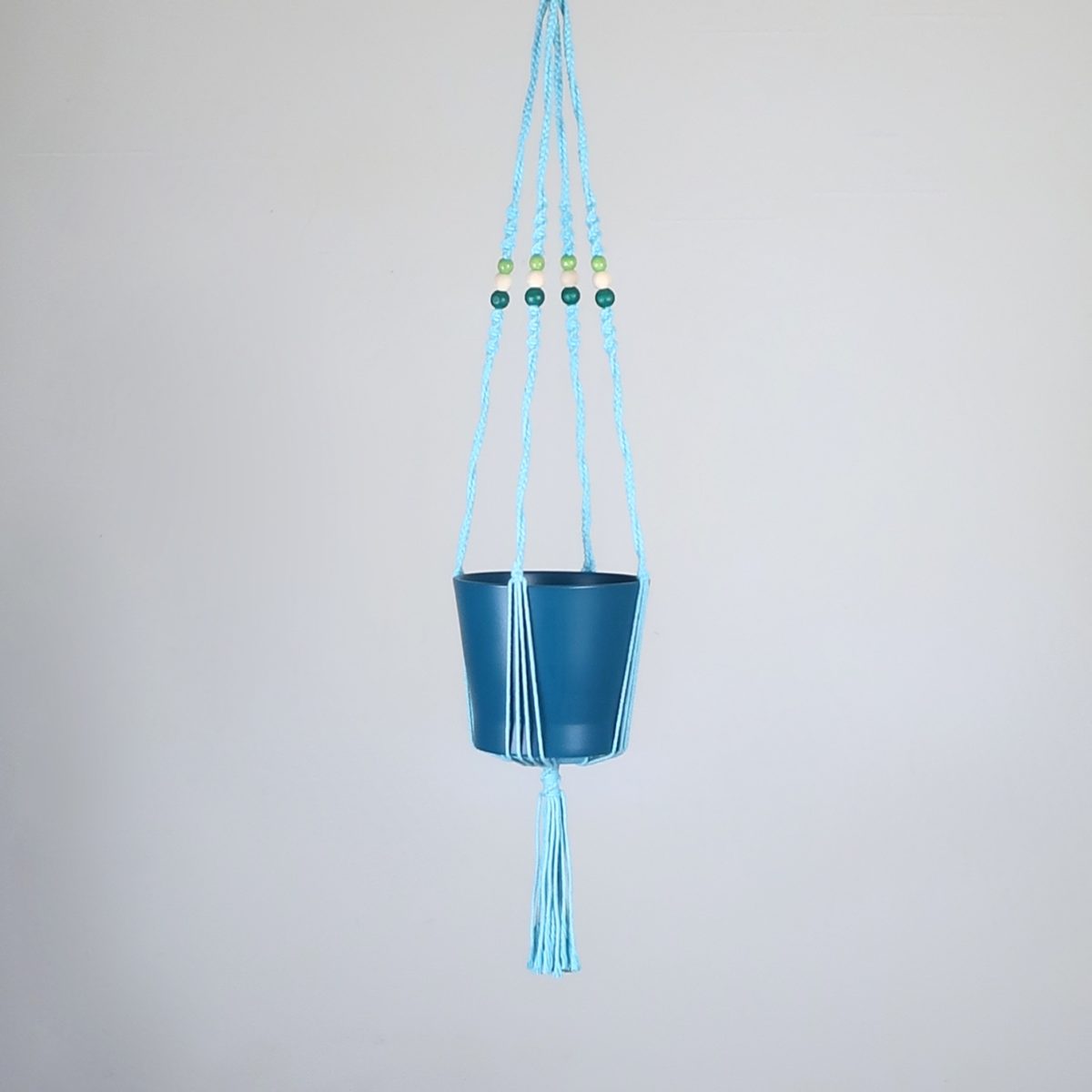 suspension macramé turquoise