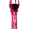 suspension en macramé rouge