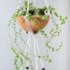 suspension en macramé triple pour plantes