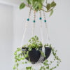 suspension en macramé triple pour plantes