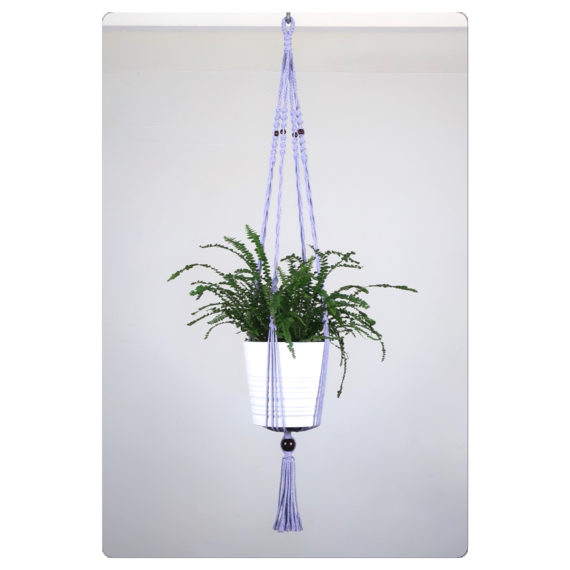 Suspension de plante en macramé violet